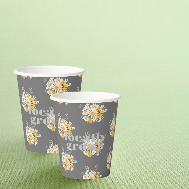 Locally Grown Baby Shower | Colorblock GRAY Paper Cups (Creator Uploaded)