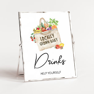 Locally Grown Baby Shower Drinks Sign