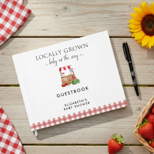 Locally Grown Baby Shower Farm Market Gingham Guest Book