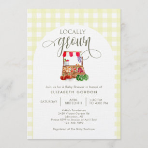 Locally Grown Baby Shower Farm Market Gingham Invitation