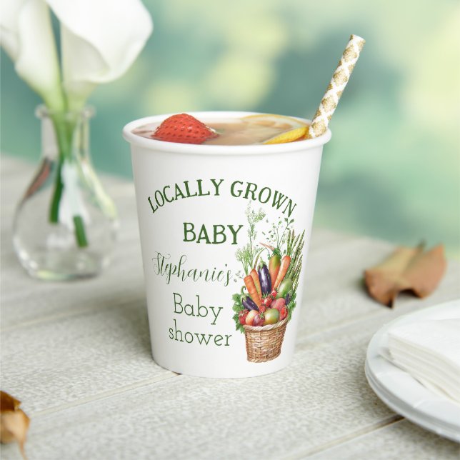 Locally Grown Baby Shower Farmers Market Paper Cups (Insitu)
