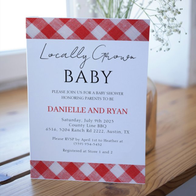 Locally Grown Baby Shower Farmers Market Red Invitation (Creator Uploaded)