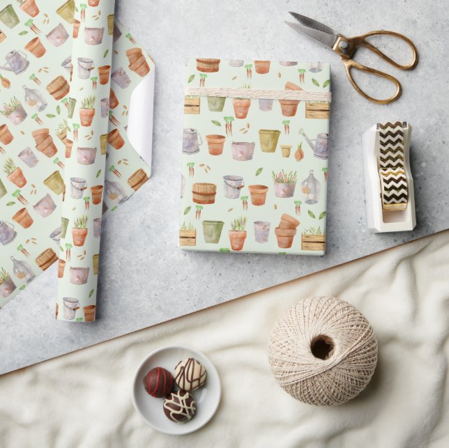 Locally Grown Baby Shower Garden Pattern  Wrapping Paper (Crafts)