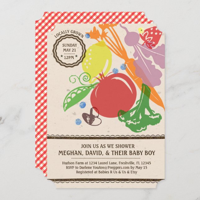Locally Grown Baby Shower Invitation (Front/Back)
