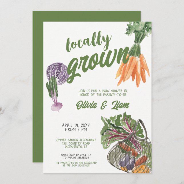Locally Grown Baby Shower Invitation (Front/Back)