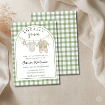 Locally Grown Baby Shower Invitation Green Theme