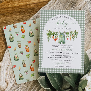 Locally Grown Baby Shower Invitation Sage Green
