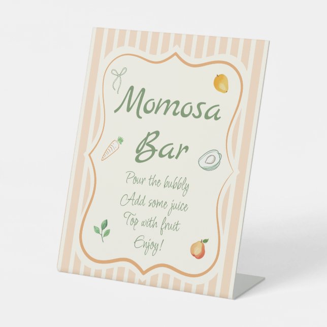 Locally Grown Baby Shower Momosa Bar Pedestal Sign (Front)