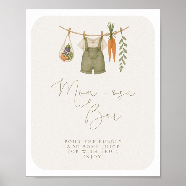 Locally Grown Baby Shower Mum-osa Bar Poster (Front)
