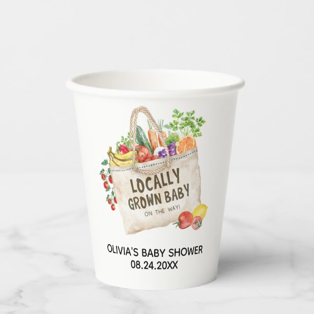 Locally Grown Baby Shower Paper Cups (Front)