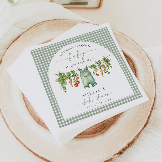 Locally Grown Baby Shower Paper Napkins Sage Green (Creator Uploaded)