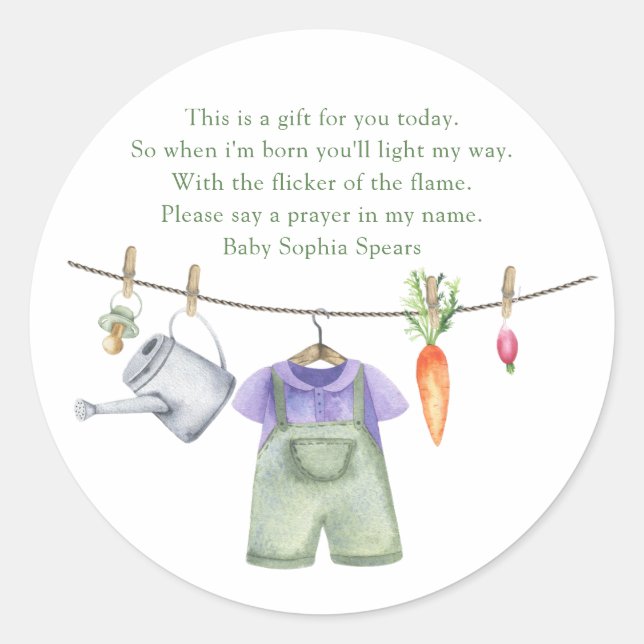 Locally grown baby shower - prayer classic round sticker (Front)