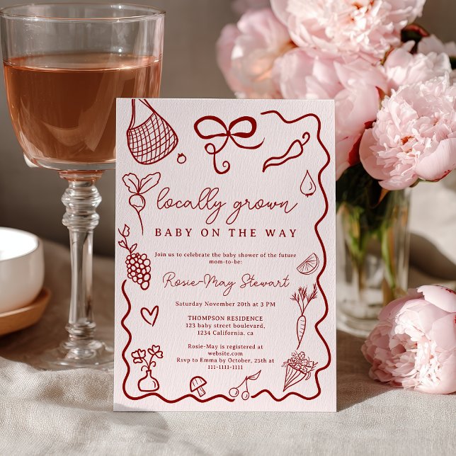 Locally Grown Baby Shower Red Farmer’s Market Invitation (Locally Grown Baby Shower Red Farmer’s Market Invitation)