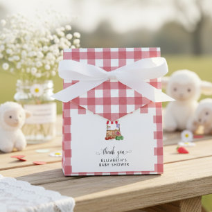 Locally Grown Baby Shower Red Gingham Thank you Favour Box