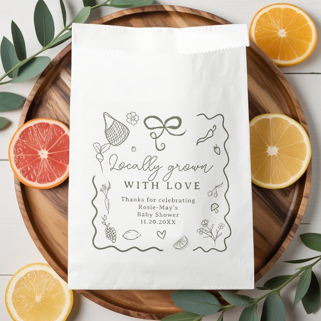 Locally Grown Baby Shower Rustic Farmer’s Market Favour Bag (Locally Grown Baby Shower Rustic Farmer’s Market Favor Bag)