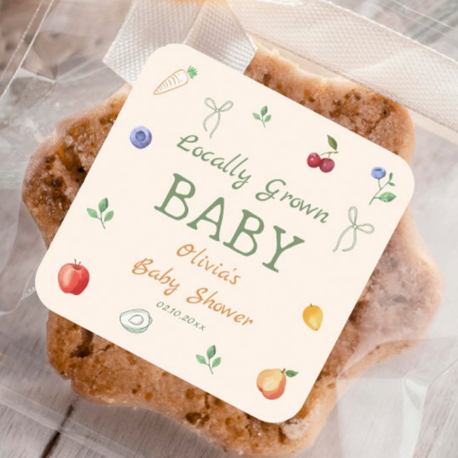 Locally Grown Baby Shower Square Sticker (Creator Uploaded)