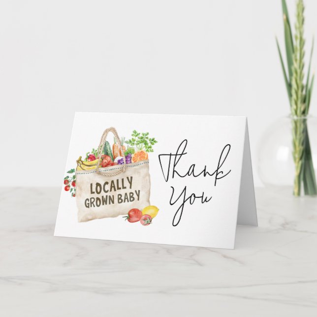 Locally Grown Baby Shower Thank You Card (Front)