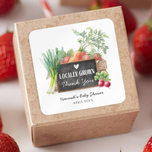 Locally Grown Baby Shower Thank You Square Sticker
