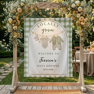 Locally Grown Baby Shower Welcome Banner Tapestry
