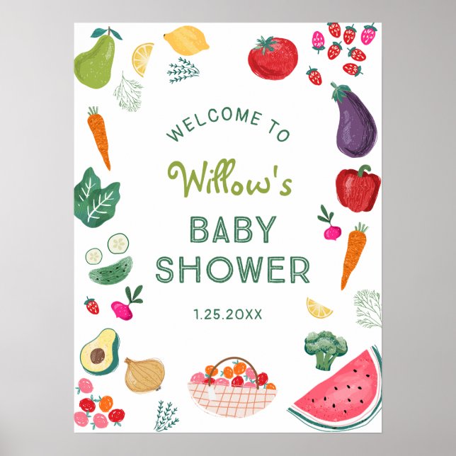 Locally Grown Baby Shower Welcome Sign Poster (Front)
