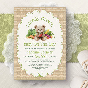Locally Grown Bear Baby Shower Invitation