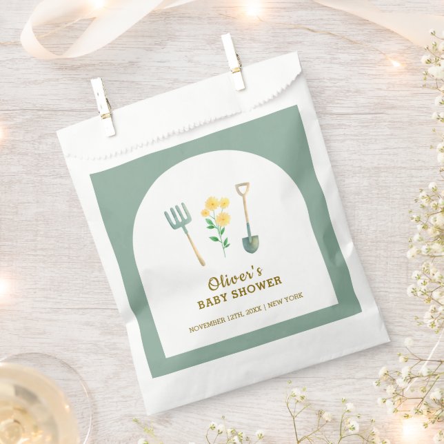 Locally Grown Boho Floral Gardening Baby Shower Favour Bag (Clipped)