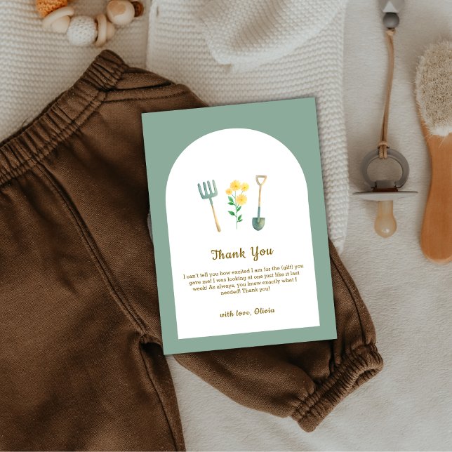 Locally Grown Boho Floral Gardening Baby Shower Thank You Card (Locally Grown Boho Floral Gardening Baby Shower Thank You Card)