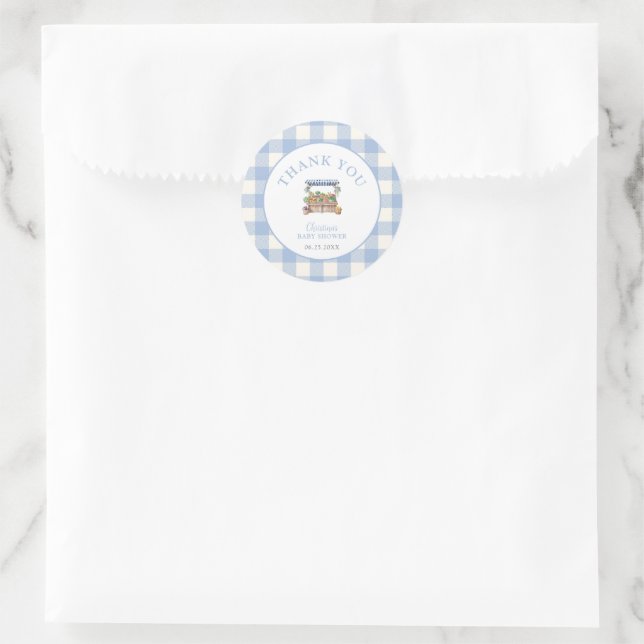 Locally Grown Boy Baby Shower Classic Round Sticker (Bag)