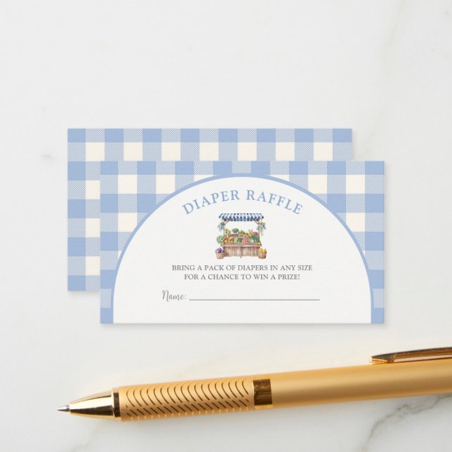 Locally Grown Boy Baby Shower Diaper Raffle Enclosure Card (Front/Back In Situ)