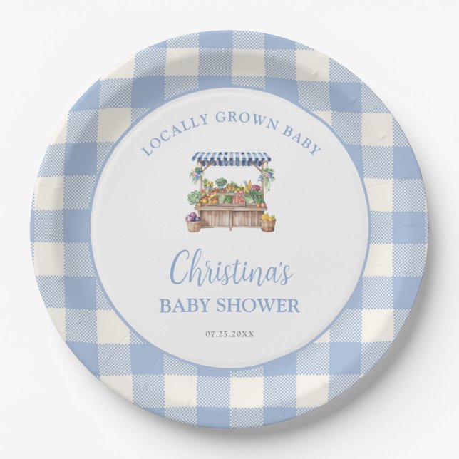 Locally Grown Boy Baby Shower Paper Plate (Front)