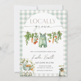 Locally Grown Clothesline Baby Shower  Invitation