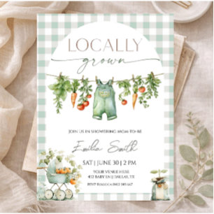 Locally Grown Clothesline Baby Shower Invitation