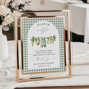 Locally Grown Diaper Raffle Sign Vegetables Sage