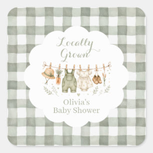Locally grown famers market Baby Shower Square Sticker
