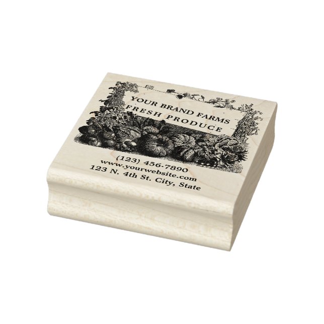 Locally Grown Farm Fresh Produce Label Template Rubber Stamp (Stamp)