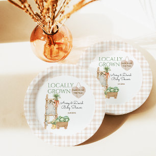 Locally Grown Farm Market Modern Baby Shower Paper Plate