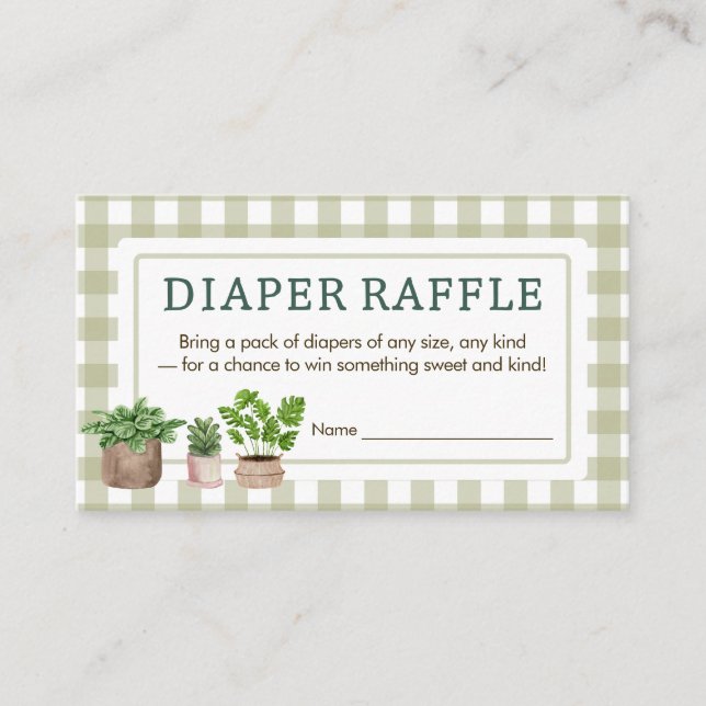 Locally Grown Farmer Baby Shower Diaper Raffle Enclosure Card (Front)