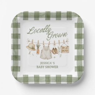 Locally Grown Farmer Market Baby BOY Custom Paper Plate