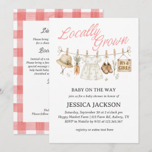 Locally Grown Farmer Market Baby Pink ALL IN ONE Invitation