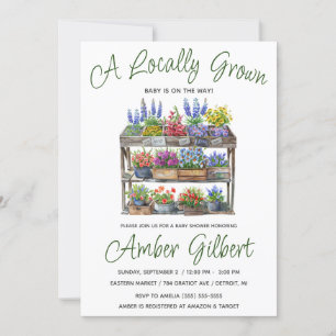 Locally Grown, Farmer's Flower Market Baby Shower Invitation