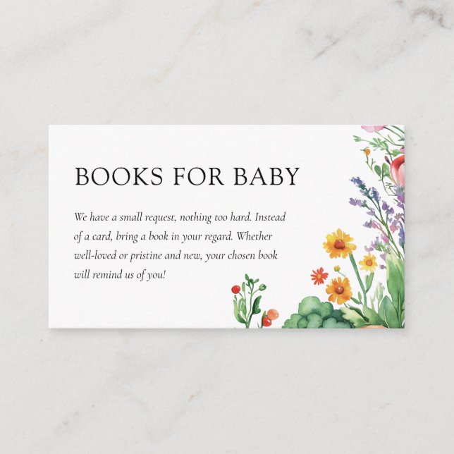 Locally Grown Farmers Market Baby Shower Books Enclosure Card (Front)