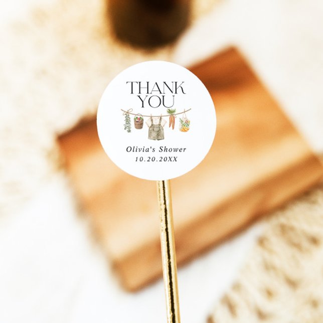 Locally Grown Farmers Market Baby Shower Classic Round Sticker (Creator Uploaded)