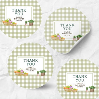 Locally Grown Farmers Market Baby Shower Classic Round Sticker