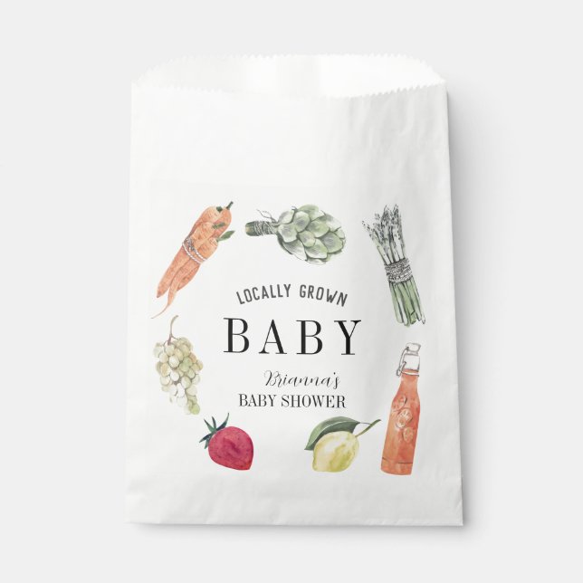 Locally Grown Farmers Market Baby Shower Favour Bag (Front)