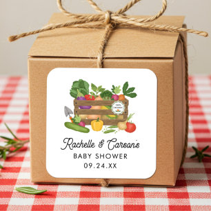 Locally Grown Farmers Market Baby Shower Favour Square Sticker