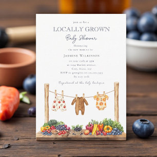 locally grown  farmers market baby shower invitation