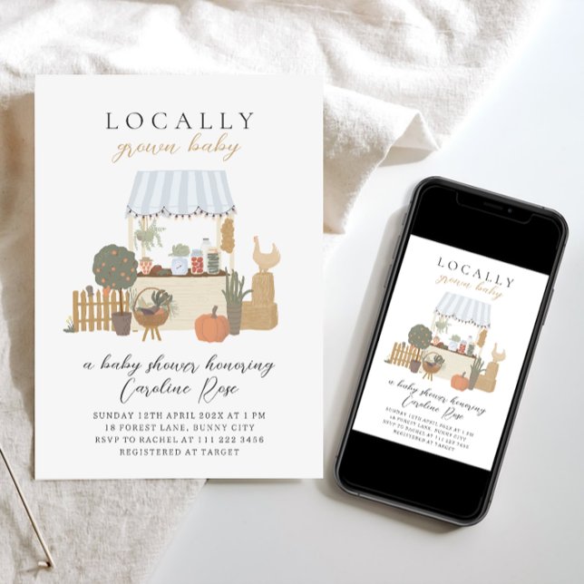 Locally Grown Farmer's Market Baby Shower Invitation (Creator Uploaded)