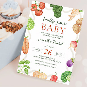 Locally Grown Farmers Market Baby Shower Invitation