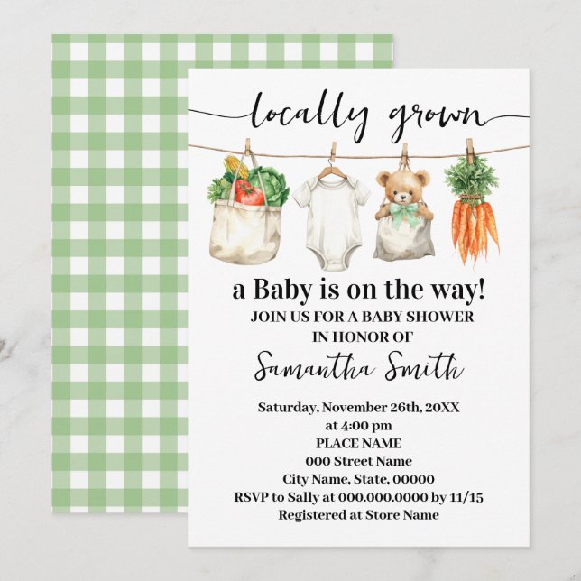 Locally Grown Farmers Market Baby Shower Invitation (Front/Back)