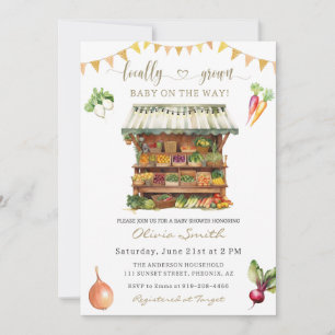 Locally Grown Farmers Market Baby Shower Invitation
